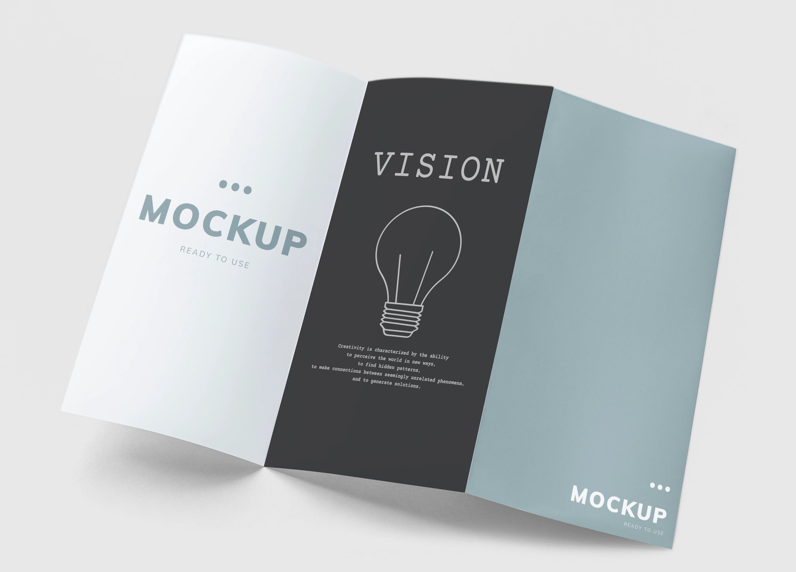 Tri-fold brochure and printed marketing materials displayed as a premium portfolio sample