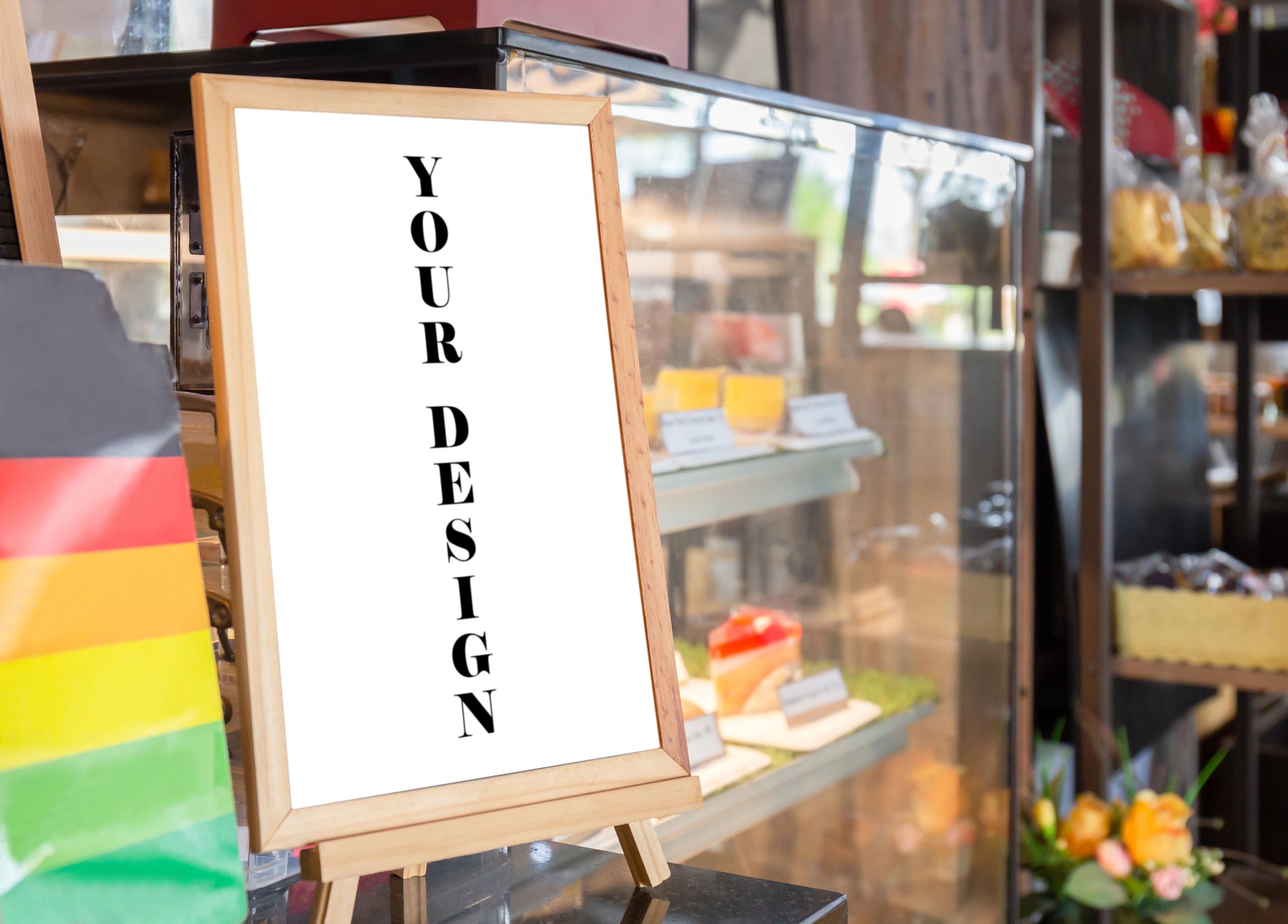 Coffee shop menu stand mockup