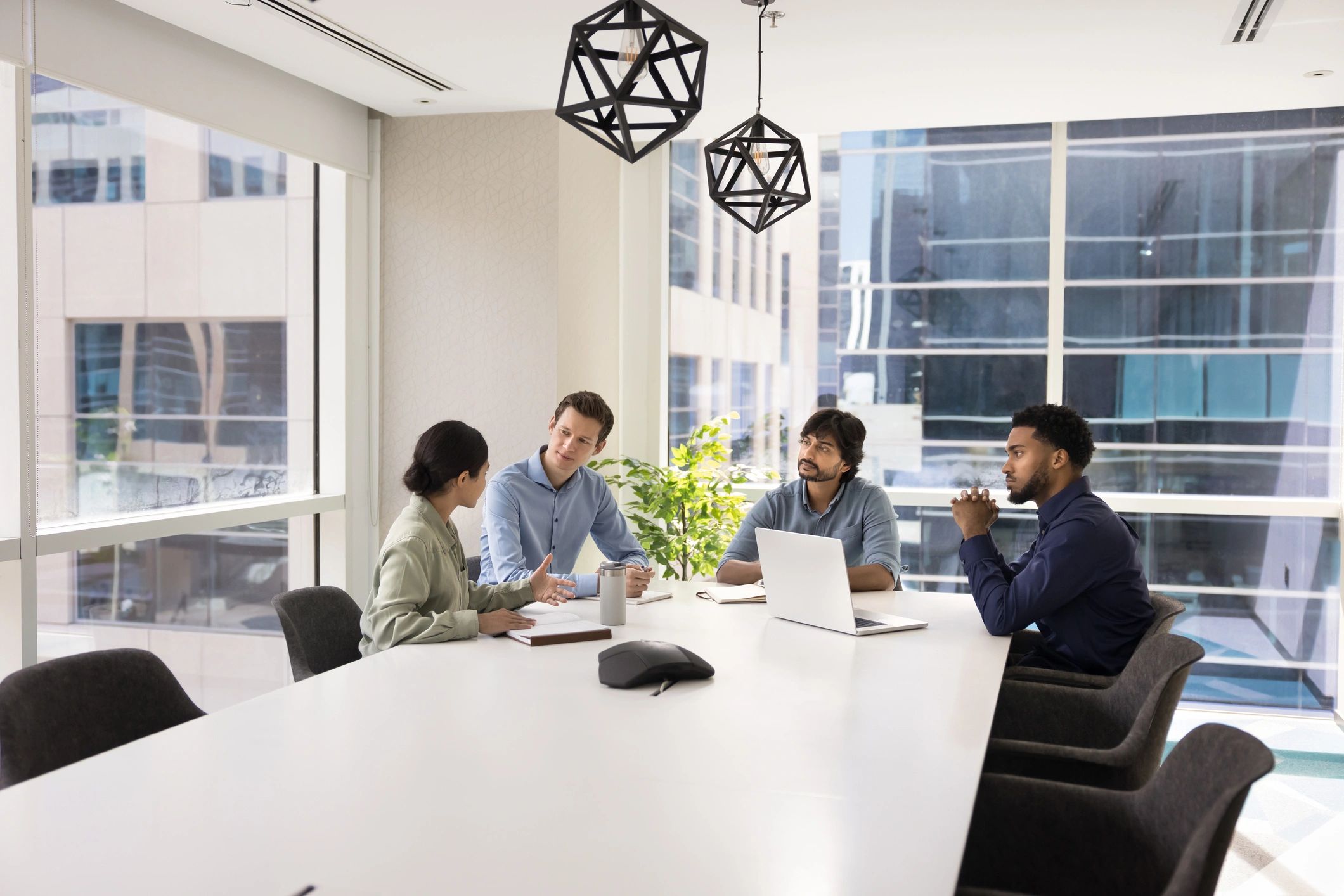 Corporate client meeting in a modern office