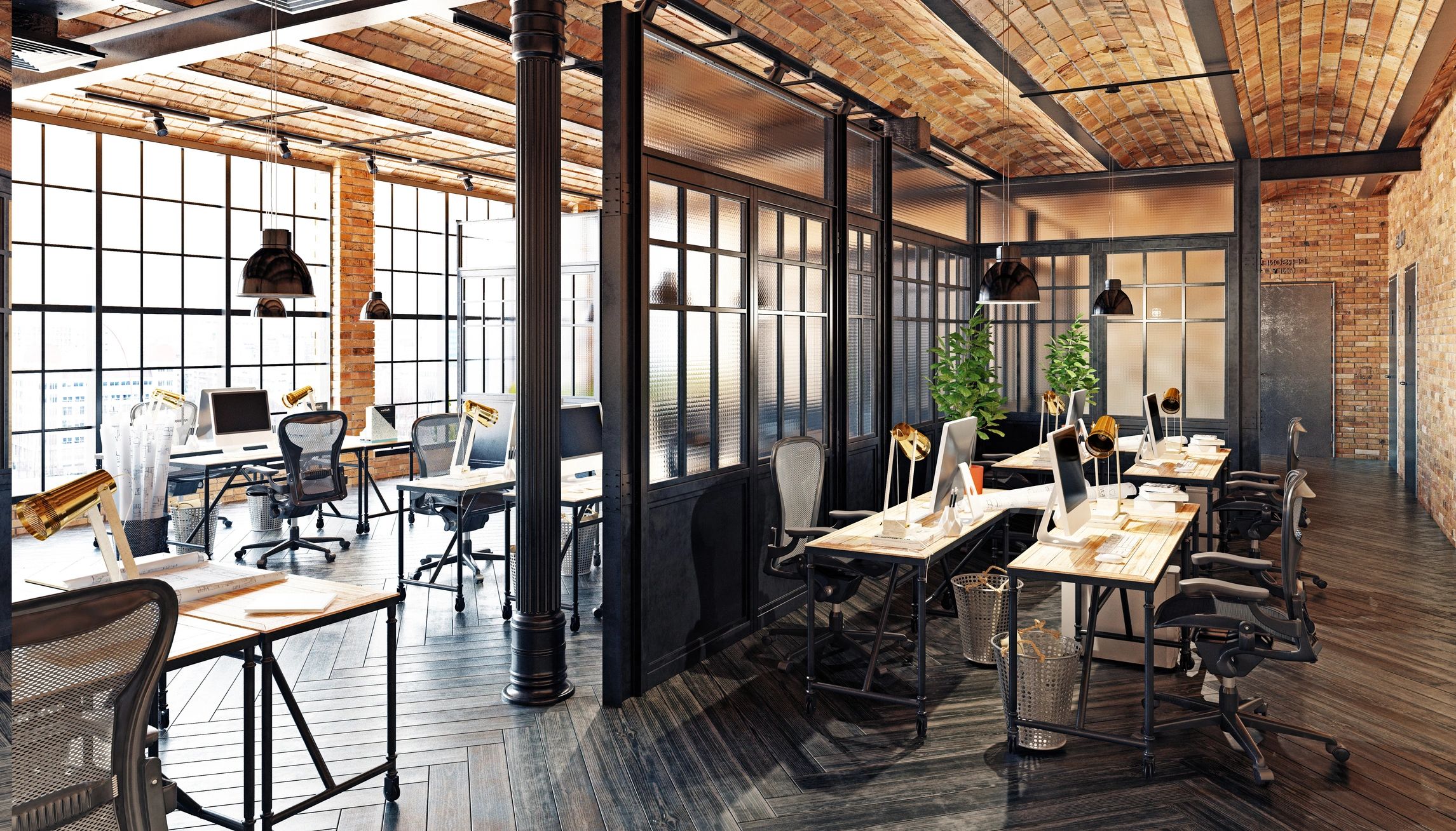 Industrial loft office representing corporate client
