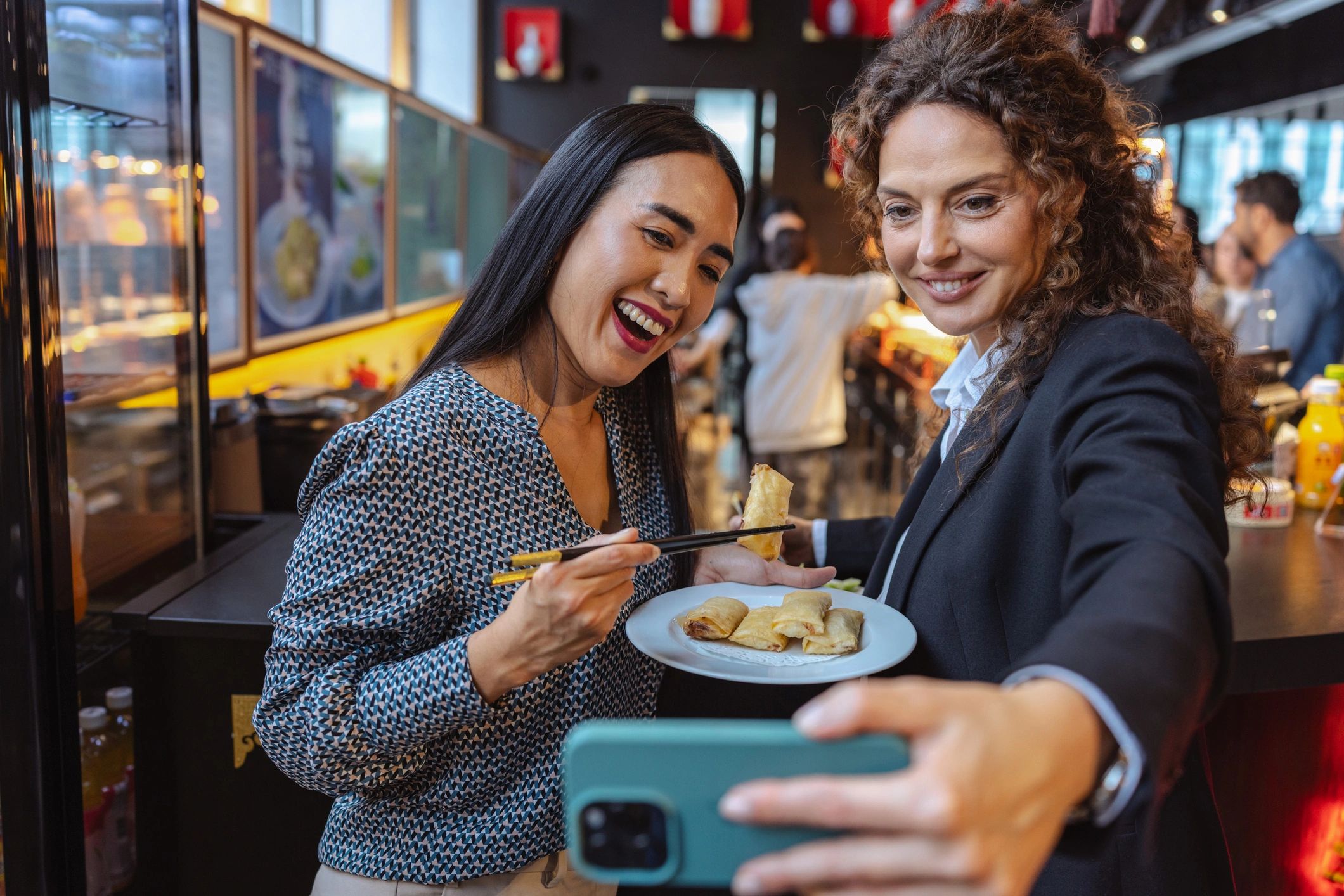 Guests enjoying a modern restaurant environment suitable for QR menu use